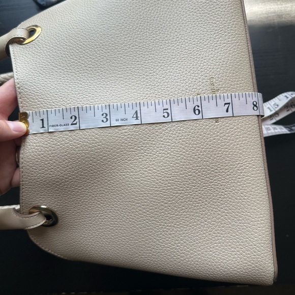 Nanette Lepore Tan Sybil Braided Handle Shoulder Bag Multiple Pockets EUC - Picture 9 of 12